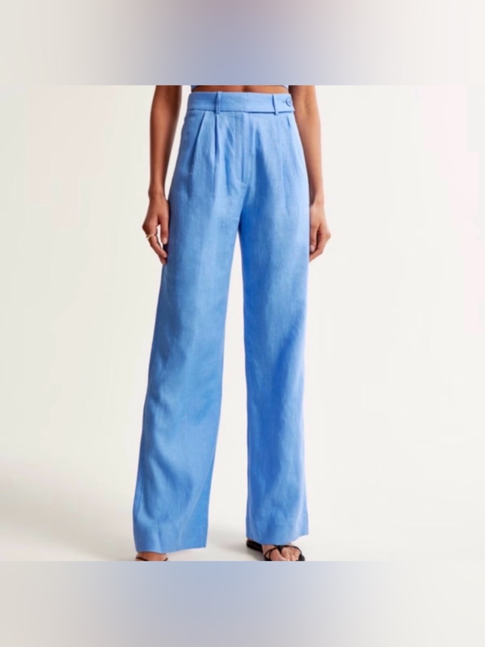 Abercrombie & Fitch Linen Collection Pants in blue wide leg high waisted